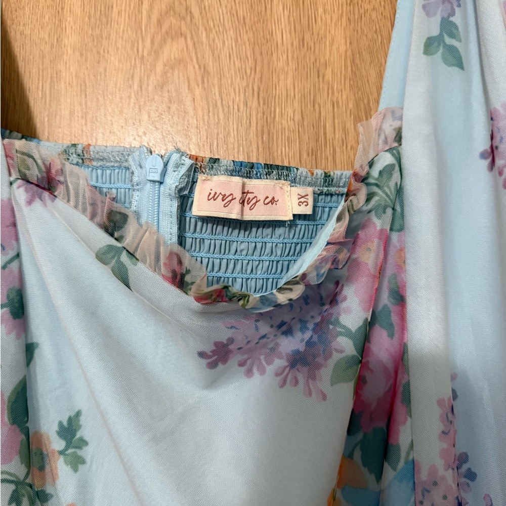 Ivy City Co Floral Maxi Dress - Blue and Pink - Picture 3 of 5